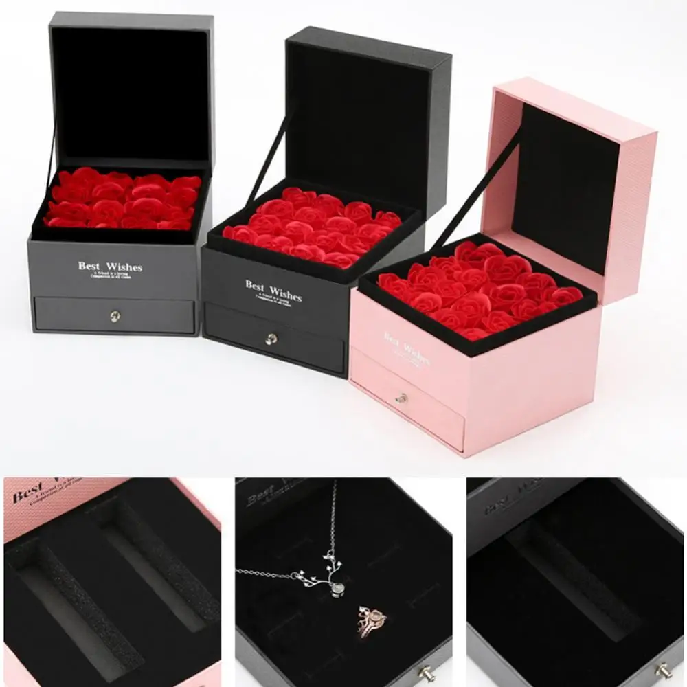 

40%HOT Engagement Ring Necklace Holder Paper Box Drawer Jewelry Surprise Gift Case