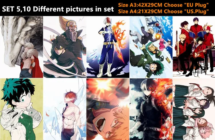 10 шт./лот аниме боку no Hero Академия постеры наклейки игрушки Izuku Katsuki Shouto All May My