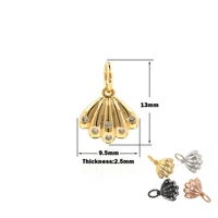 shell pendant brass zircon gold plated ocean charm diy jewelry bracelet necklace making accessories