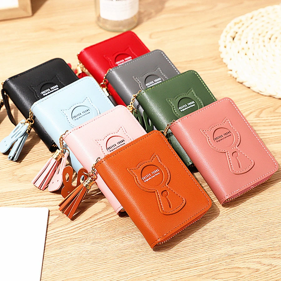 Милый маленький кожаный кошелек с кошкой для женщин роскошный бренд Мини женские