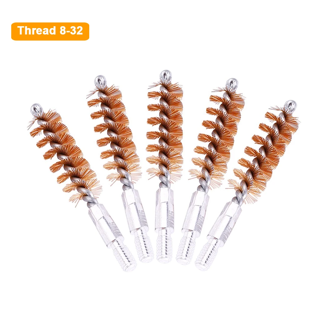 

5Pcs 9mm 7.62mm 5.56mm .38/.30/.22/.45cal Bronze Brush Hunting Gun Cleaner for Shotgun Thread 8-32 5/16"*26T Gun Cleaning Tool