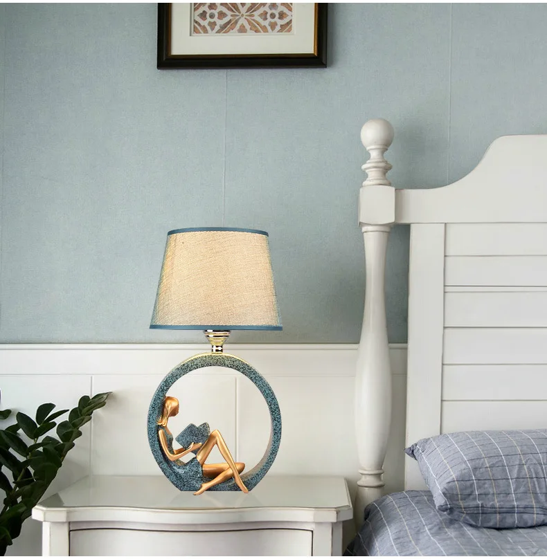 Modern Resin Table Lamp Reading Girl Desk Lights for Bedroom Study art Decor stand Lighting Fixtures Nordic Led Luminaire | Освещение
