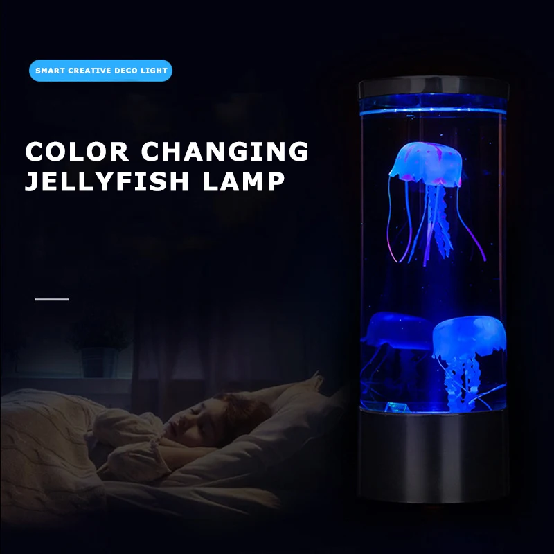 New simulation jellyfish lamp LED colorful electronic bedroom night lamp USB bedroom bedside atmosphere lamp