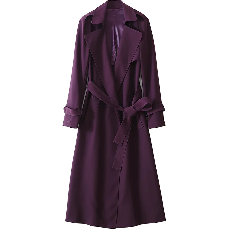 

Женское длинное двубортное пальто, облегающая ветровка с поясом, тренчкот в Корейском стиле, модные тренчи, осень 2020
