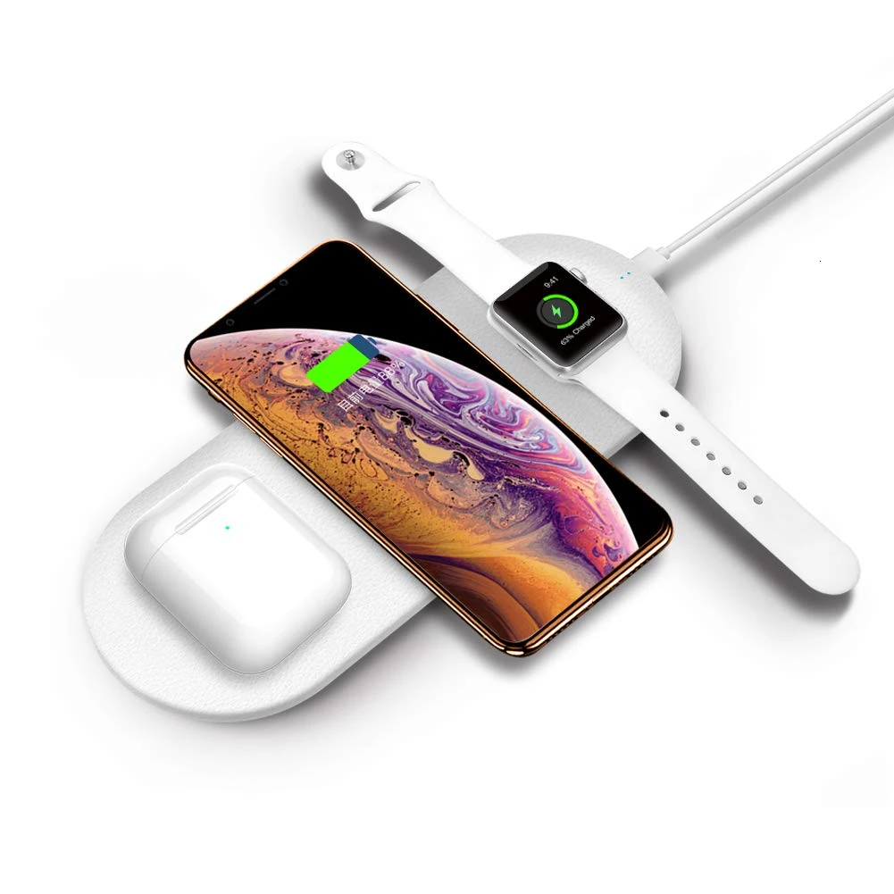 White 3 в 1 Qi Смарт Беспроводное зарядное утройство для телефона Pad для iPhone 11 Pro XS Max XR X 8 для Apple Watch AirPods Быстрая Зарядка Док-станция - Цвет: White