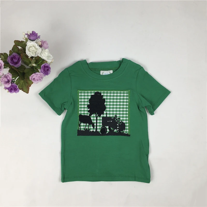 2020 Puresun Fashion Green Baby Boy Short Soft Cotton Summer Child Boutique Cute Applique Boys Outfit |