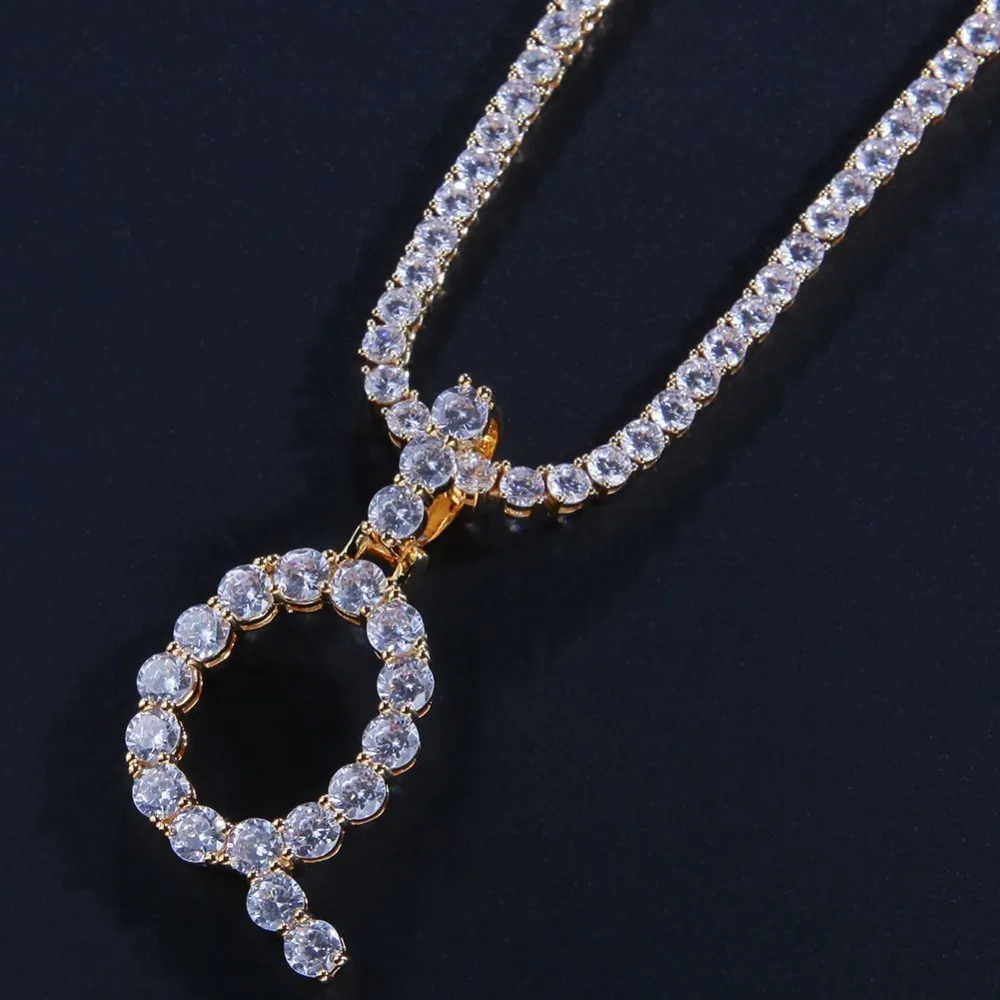 Распродажа 26 букв медные ледяные буквы с кристаллами и цепочкой Золотая подвеска