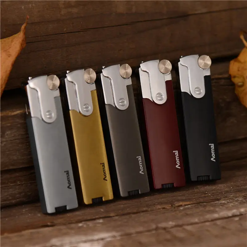 Металлическая зажигалка портативная газовая длинная полоска шлифовальный круг