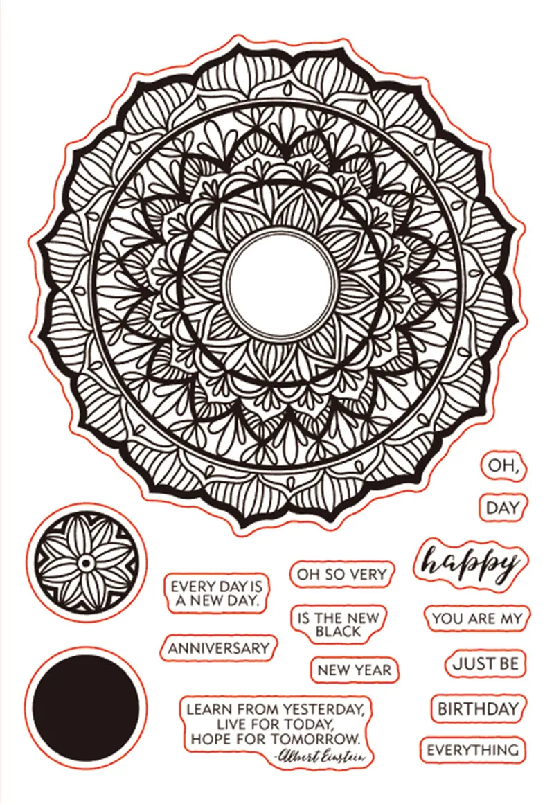 Черные круглые прозрачные силиконовые штампы/печать для