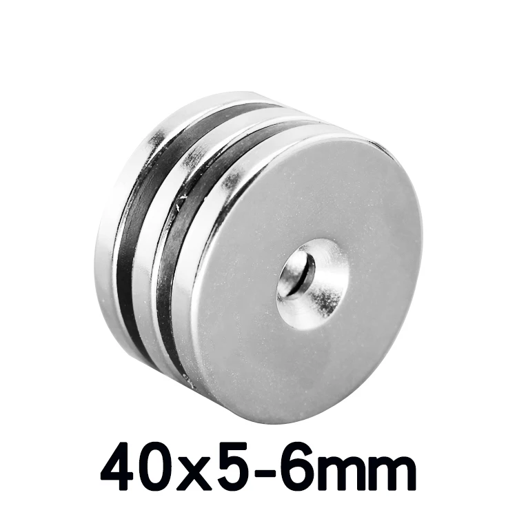 

Мощный магнит 40*5-6 мм, 1/2/5/10/20 шт., отверстие 40*5 мм, 6 мм, Круглый потайной магнит, неодимовые Дисковые магниты 40x5-6 мм
