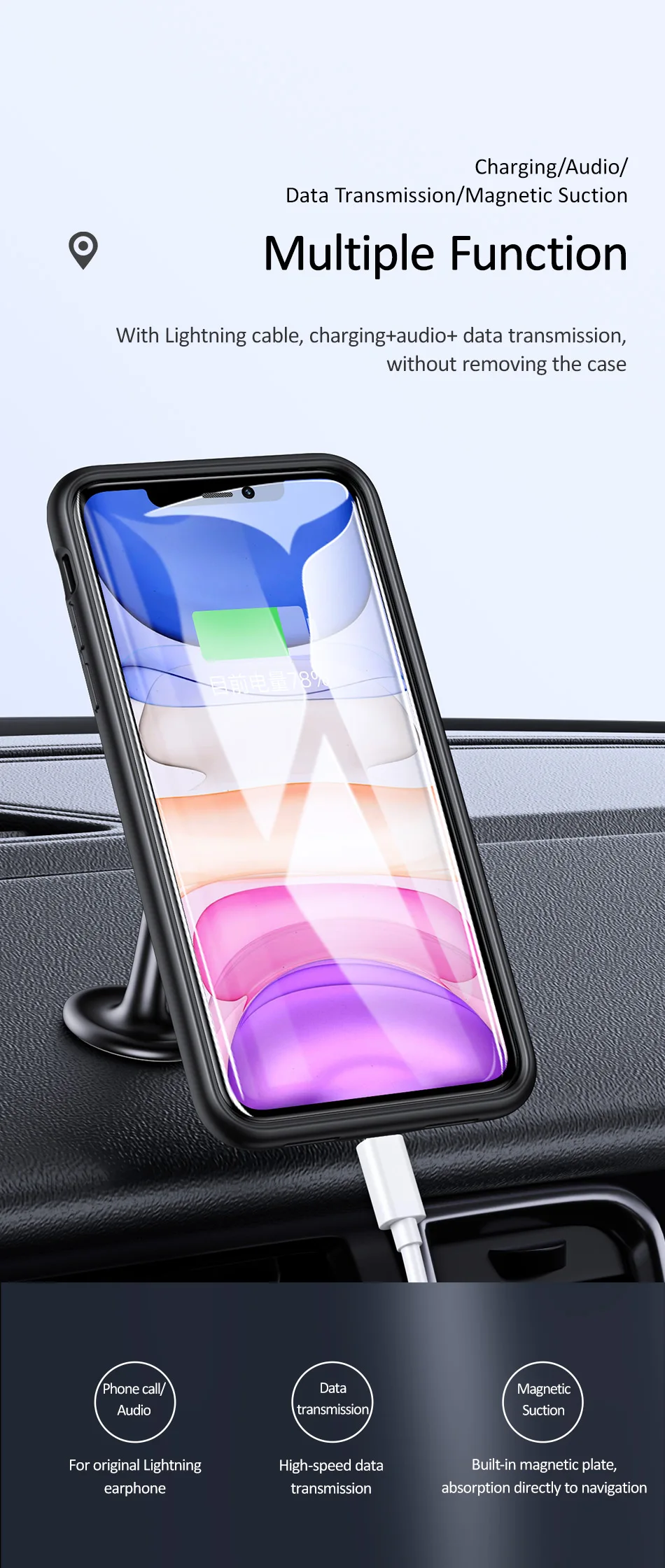 USAMS умный чехол для батареи, зарядное устройство для iPhone 11 Pro Max, чехол для батареи, внешний аккумулятор, резервный внешний аккумулятор для iPhone X XS