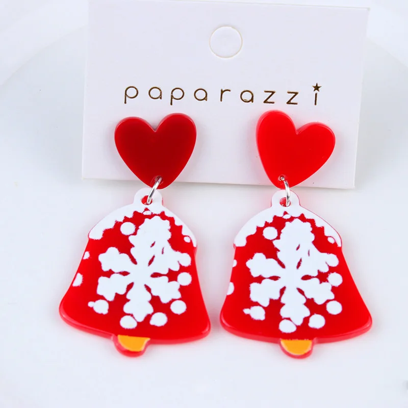 

Acrylic Christmas Tree Snowflake Garland Snowman Bell Earrings Women Accessory