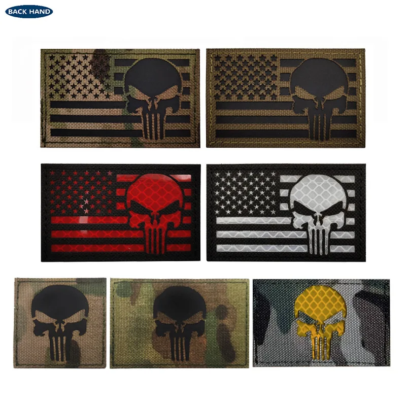 Вышитые военные ИК-нашивки с черепом американский флаг полосатая тактическая