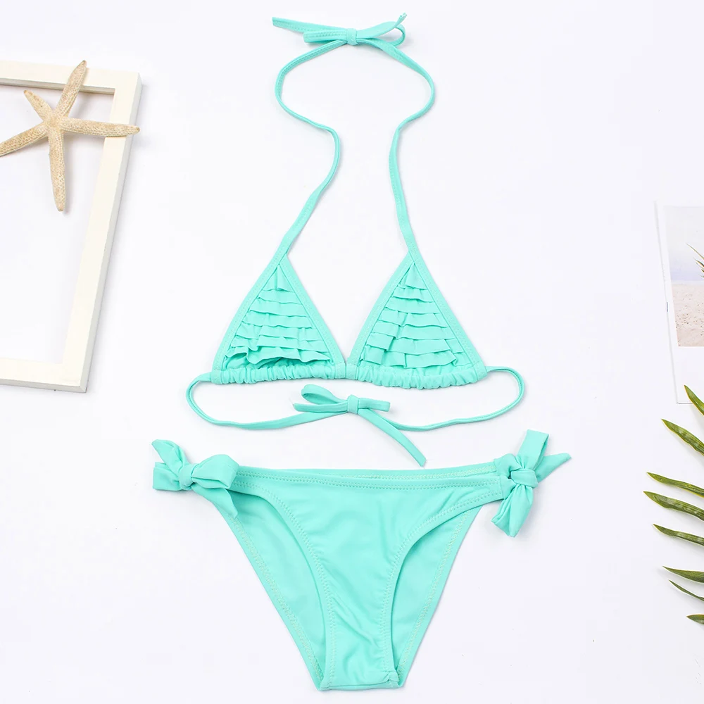 Комплект бикини для девочек Новинка лета 2020 Детские с оборками Женский