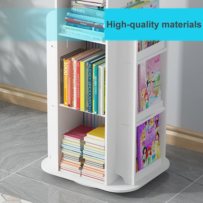 

Rotating Children's Bookshelf Magazine Picture Book Newspaper Rack Floor Simple Book Shelf For Home Bookcases Furniture MJ1107
