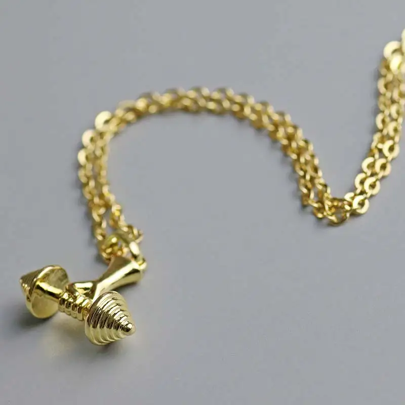 Подвеска в виде гантели Ожерелье Фитнес золотого цвета чокер штанга для