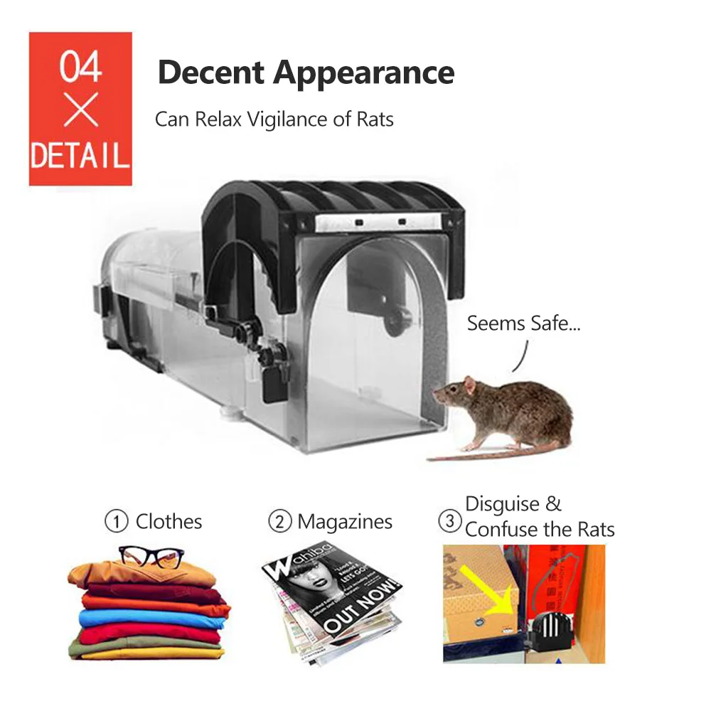 Многоразовая умная ловушка для мышей гуманная прозрачная пластиковая крыса