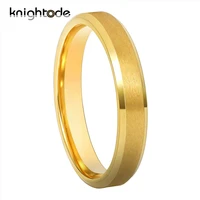 4mm lady gold color tungsten carbide engagement rings for wedding bands matte finish beveled edges comfort