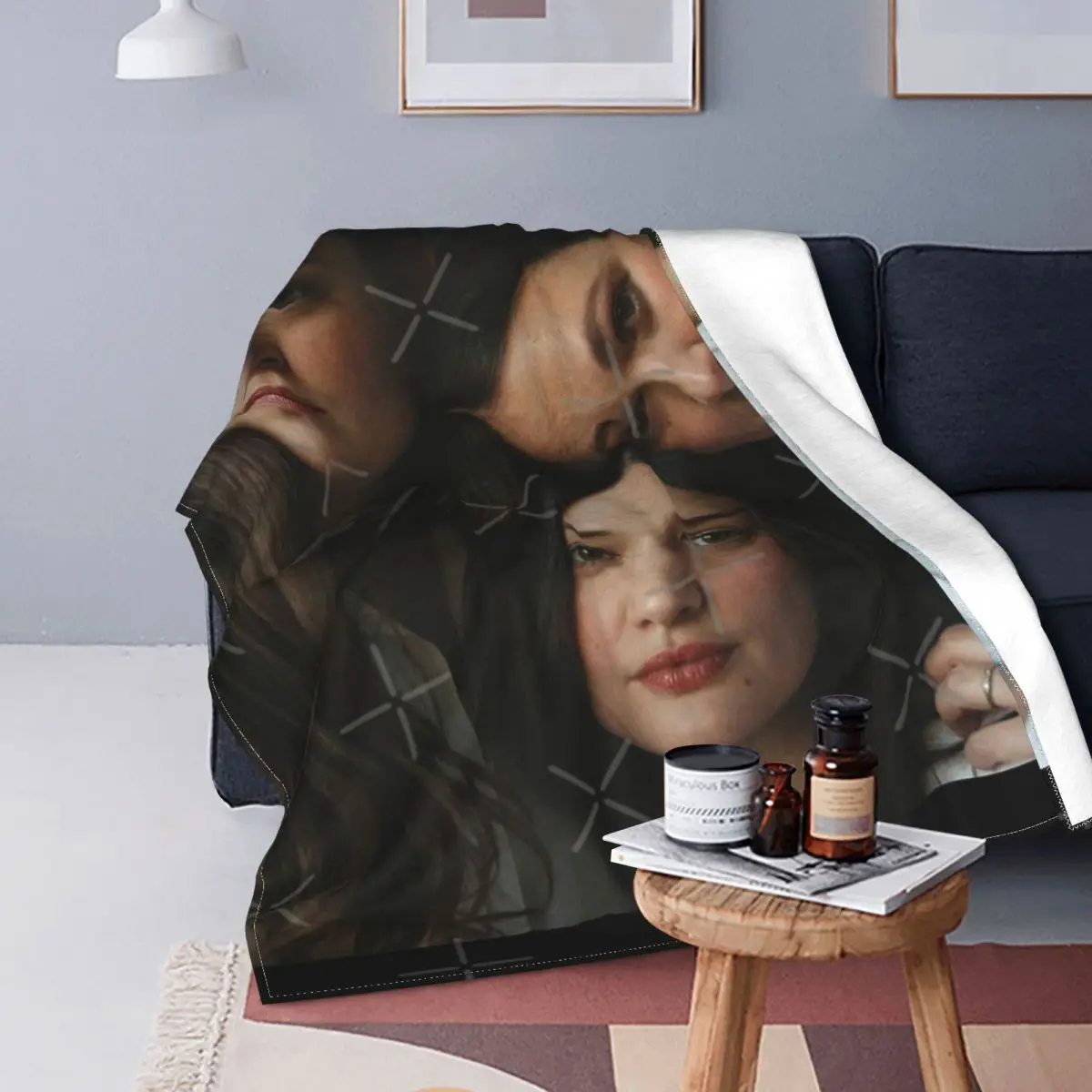 

Manta a cuadros de The Staves Good Woman, cobertor de cama con capucha, a cuadros en el sofá