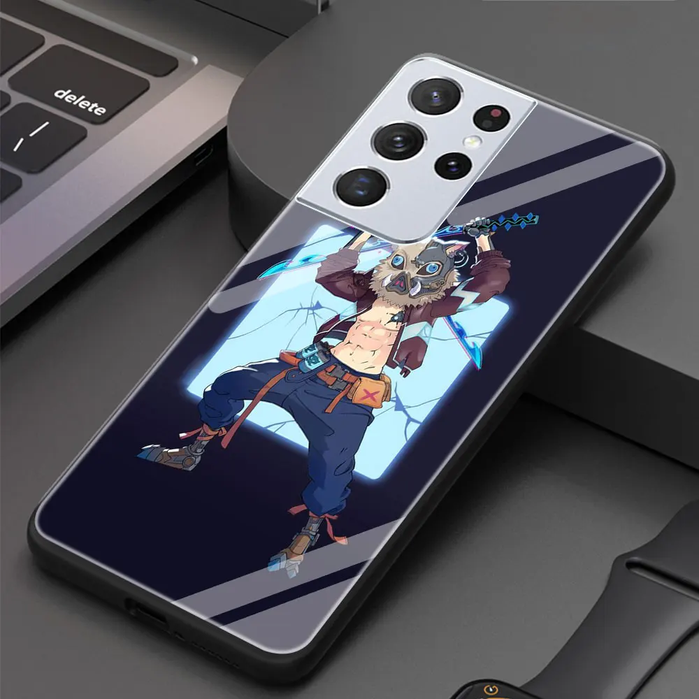 

Anime Demon Slayer Glass Cover for Samsung Galaxy S20 FE S21 S20 Ultra S10 Lite S10E S9 S8 Plus Luxury Soft Edge Case Shell