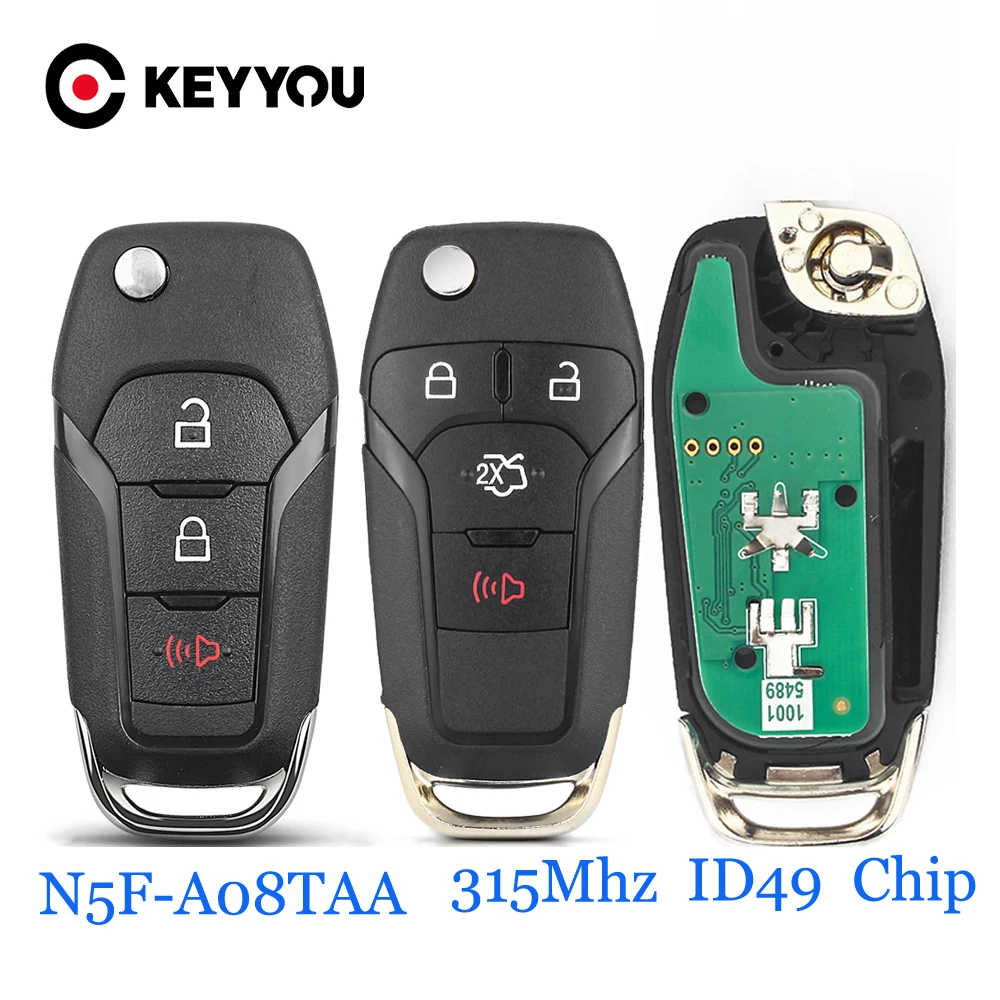 KEYYOU-llave de Control remoto inteligente para coche, accesorio para Ford F150 F250 F350 Fusion 2013-2018 FCC ID: N5F-A08TAA ID49 Chip 315Mhz 3/4 botones