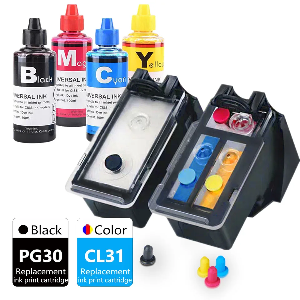 

PG30CL31 PIXMA IP1800 IP2600 MP140 MP210 MP470 MX300 Printer Ink Cartridge Replacement for Canon Inkjet PG30 CL31 XL