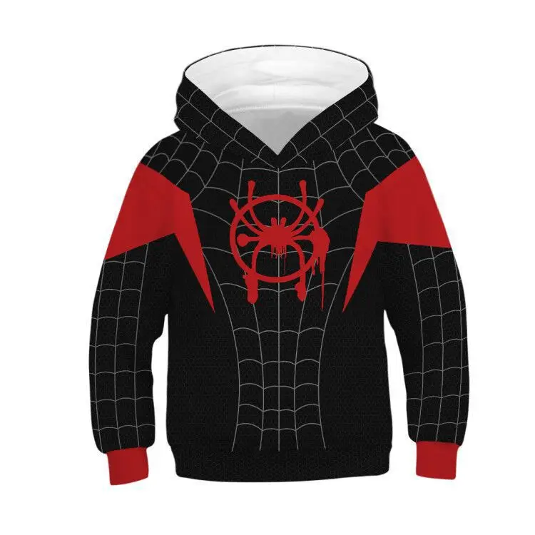Для детей по мотивам мультфильмов толстовки с капюшоном героями в Spider текстами и