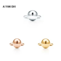 aiyanishi 925 sterling silver ball rings for women 10mm bead silver rings whiteyellowrose gold color rings jewelry lover gifts