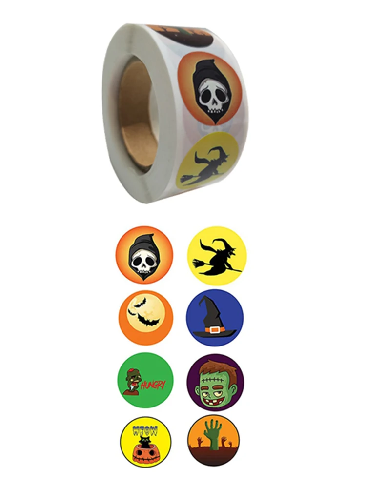 

500pcs 25mm Halloween Favors Stickers Roll Funny Envelope Sealing Stickers Kids Party Decorations Stickers