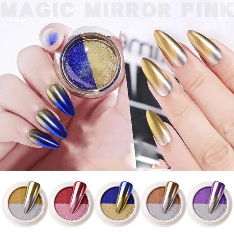 Блестящие зеркальный Декор ногтей Порошковая голографическая Титановый порошок