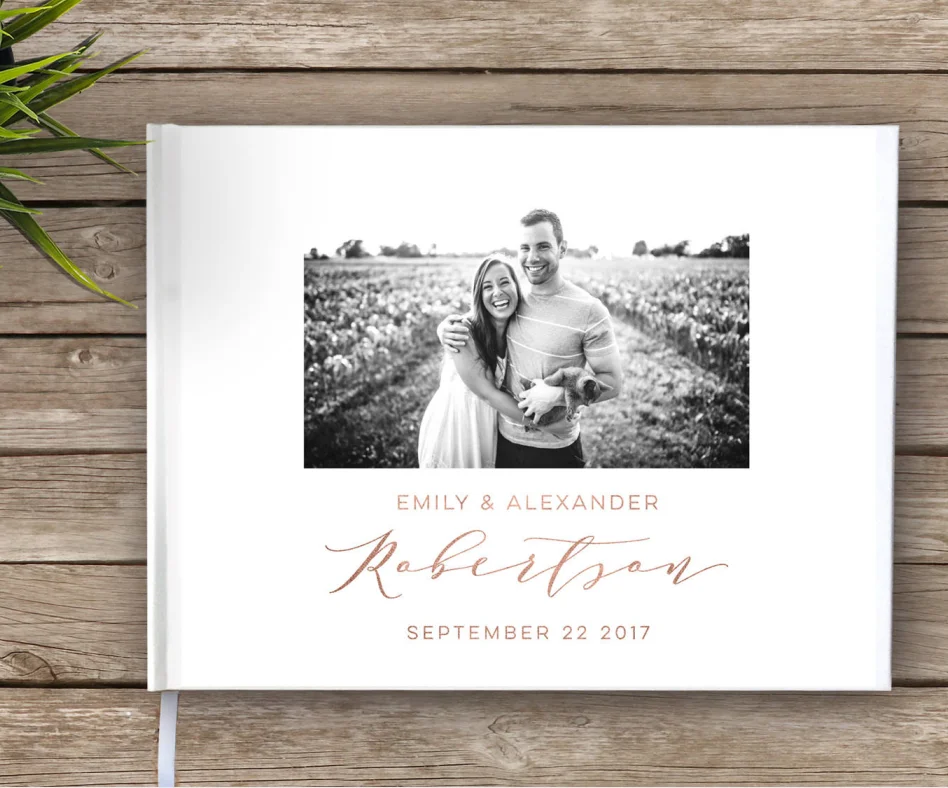 Пользовательская Золотая фольга фотография Свадебная книга в твердом переплете