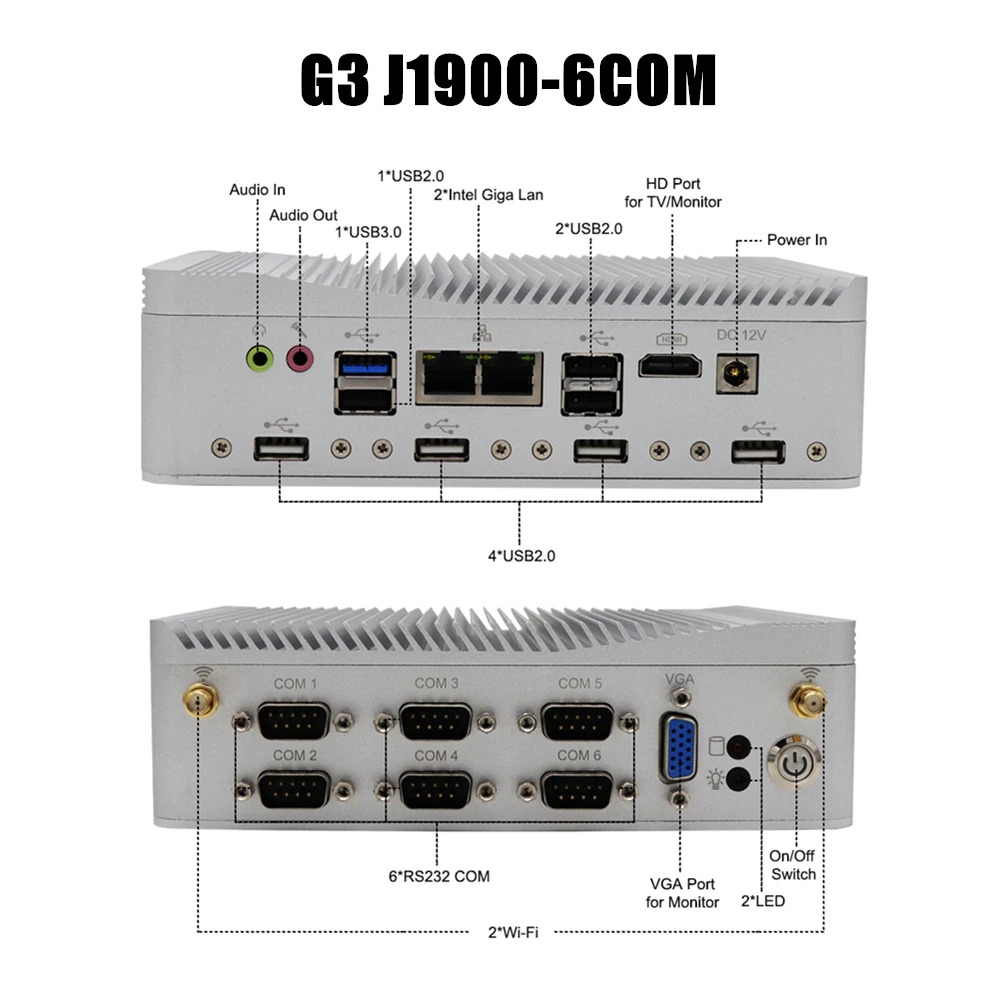 EGLOBAL безвентиляторный промышленный Мини ПК i7 4500U i5 Windows 10 Pro Linux PC 2 * Intel lan 6 RS232/485 HDMI