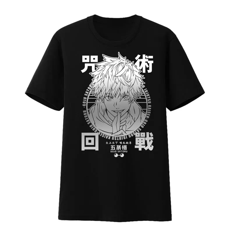 

Anime Jujutsu Kaisen Gojo Satoru Cosplay Round Collar Short Sleeve T-shirt Tee Tops Fashion Men Women Casual Summer Black Tops