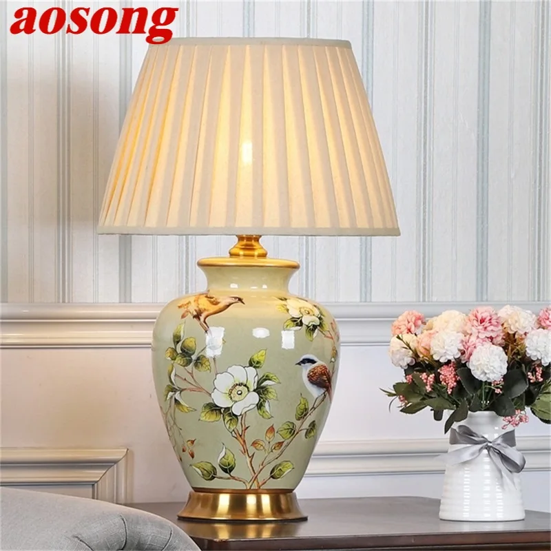 

AOSONG Ceramic Table Lamp Desk Light Luxury Modern LED Pattern Design For Home Bedroom Living Room