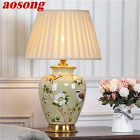 aosong ceramic table lamp desk light luxury modern led pattern design for home bedroom living room