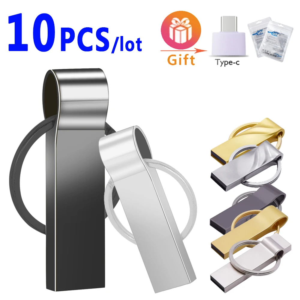 

10pcs/lot Pendrive 64gb 32gb16gb 8gb Metal USB Flash Drive 128gb Pen Drive Waterproof 4gb U Disk 2.0 Memoria Usb Stick Gift Logo