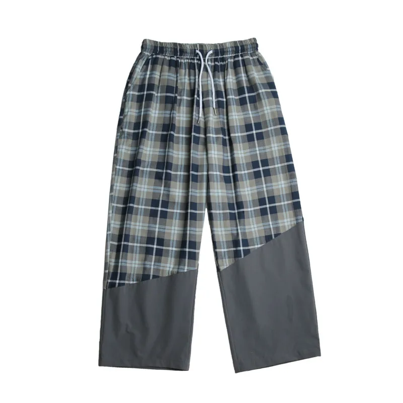 

Plaid Pants Men's Fashion Retro Contrast Color Casual Pants Men Streetwear Wild Loose Hip Hop Straight Trousers Mens M-2XL