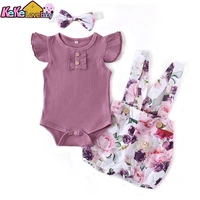 newborn baby girl clothes summer 3pcs outfit set fashion purple sleeveless rompers tops casual overalls headband infant clothing