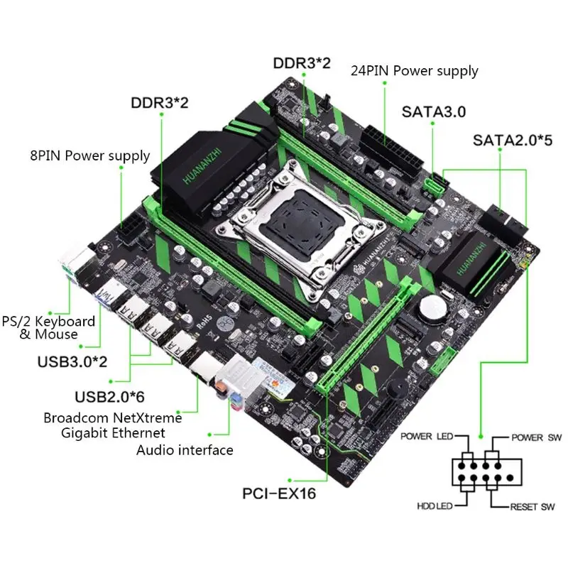 Huananzhi X79 материнская плата X79 LGA2011 ATX SATA3 USB3.0 Dual PCI-E 16X NVME M.2 SSD Поддержка REG ECC ram Xeon E5 cpu