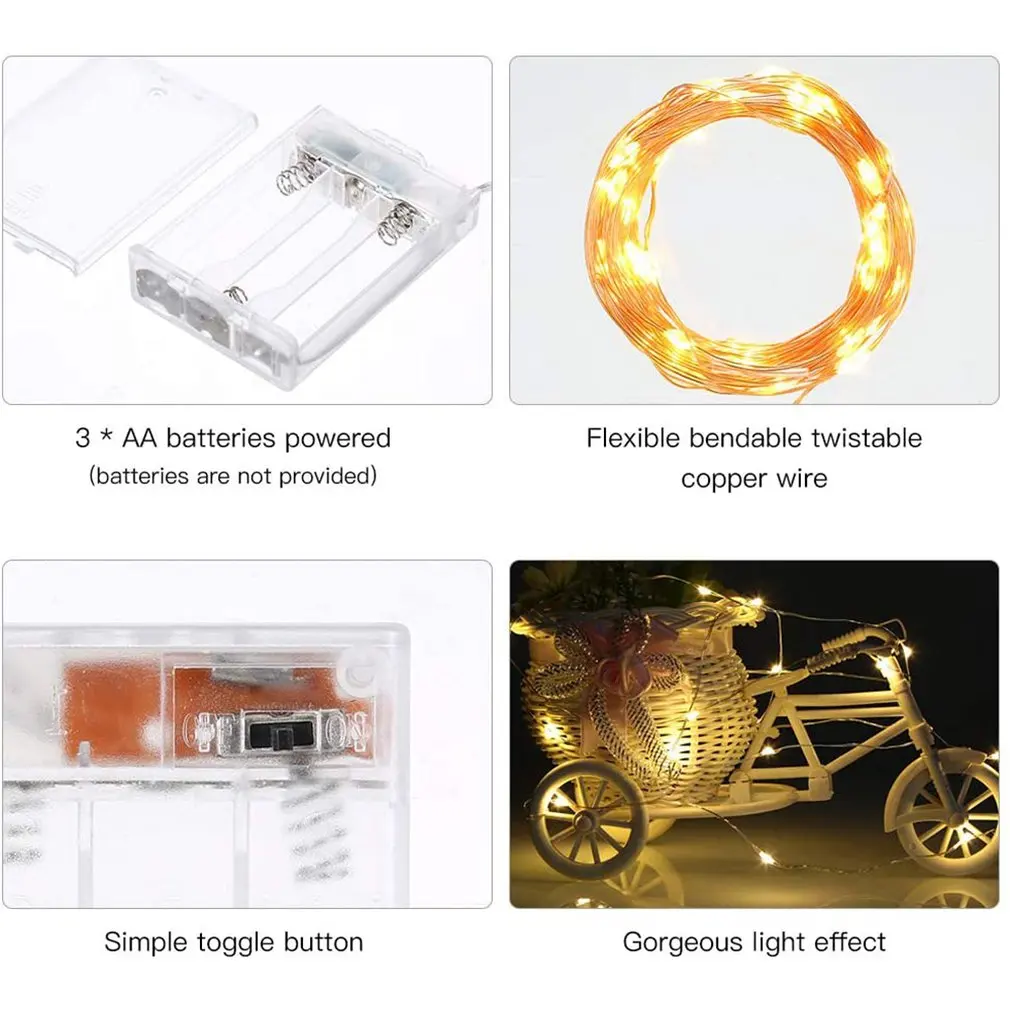 

LED Copper Wire Lights Holiday Home Christmas Low Power Consumption High Efficiency Durable Decorative Lights