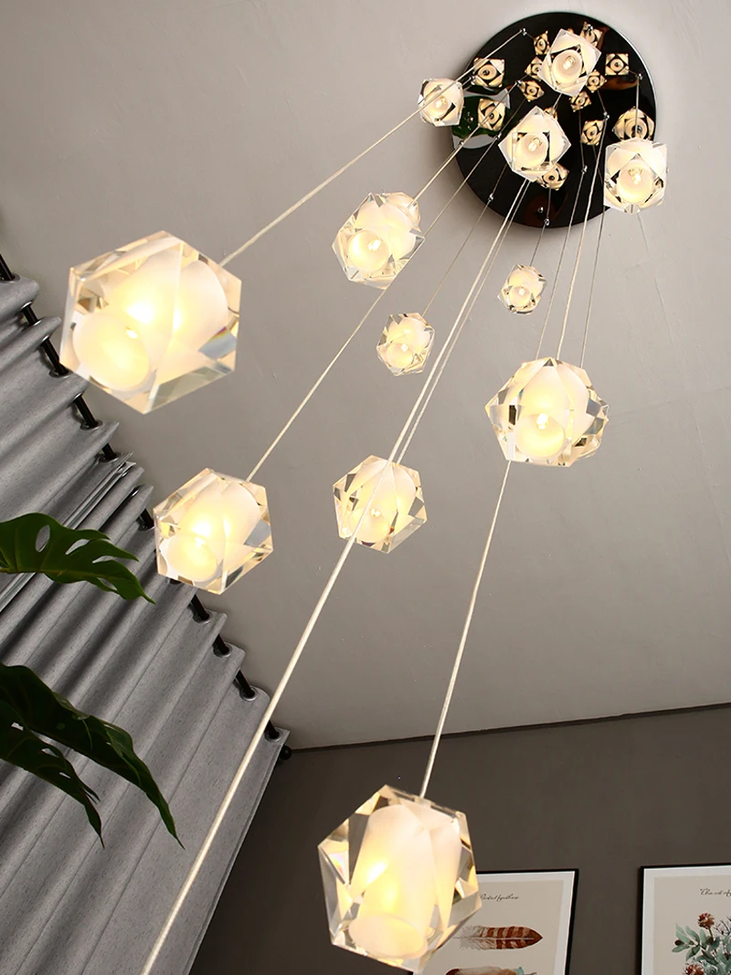 買取 スパイラル階段シャンデリアロングインテリア階段照明廊下シャンデリアライトサスペンション照明器具階段照明