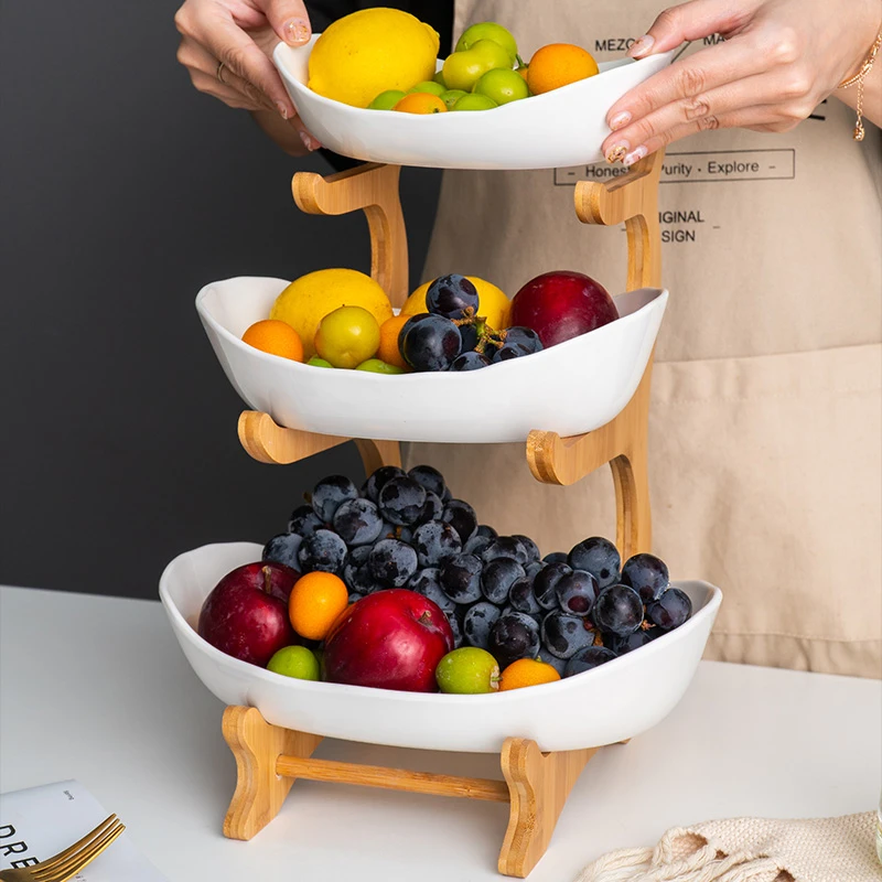 Plastic Fruit Plate Living Room Home Three-layer Snack Creative Modern Dried Basket Candy Dish | Дом и сад