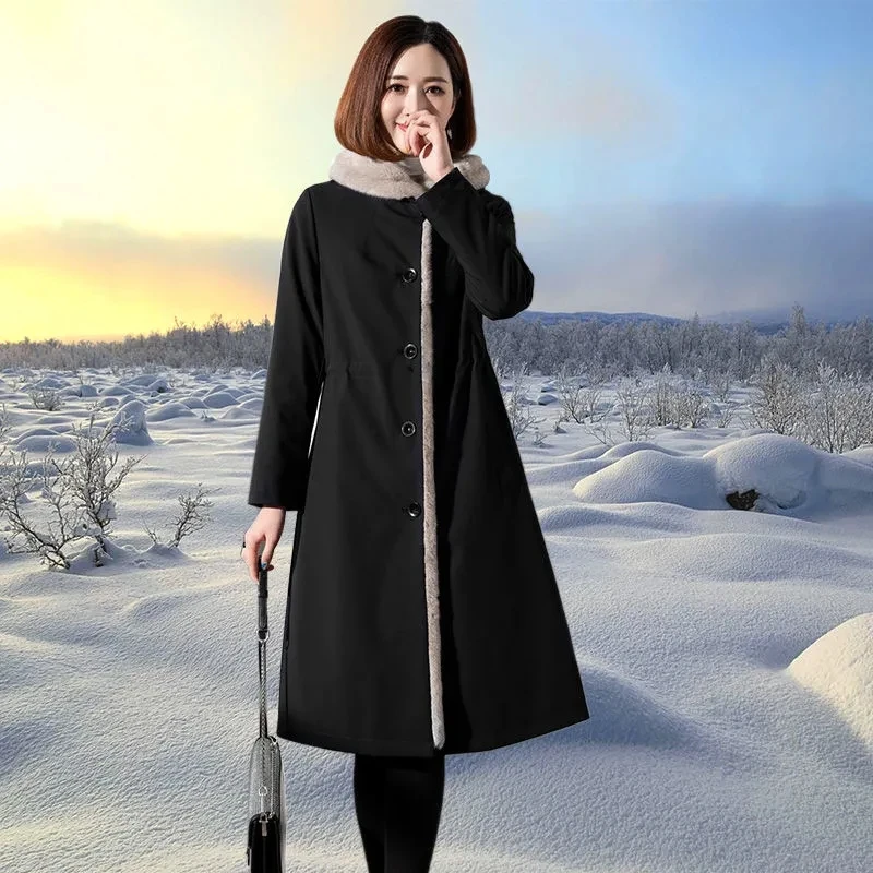 Female 2021 Autumn Winter New Women's The Long Jacket Coat Korean Version Of The Trendy Imitation Liner Imitation Fur Coat Women