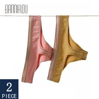 bannirou sports thongs woman underwear female cotton solid soft high quality panties for woman hot sale wholesale new 2021 2 pcs