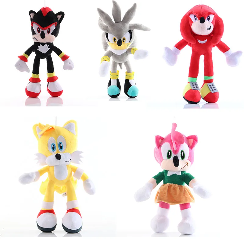 

20-40cm Sonic Plush Doll keychain Toys Cartoon PP Cotton Black Blue Shadow Hedgehog Soft Stuffed pendant Toy Kids Birthday Gifts