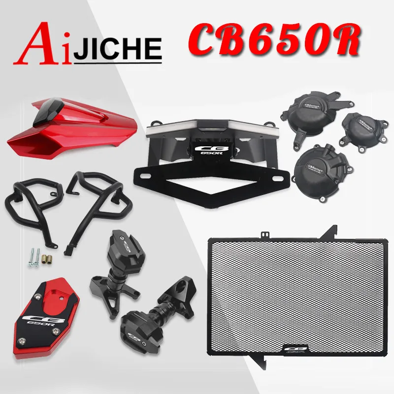 

For HONDA CB650R CB 650R 2019 2020 Rear Seat Kickstand Falling Protection Headlight Guard Tail Light Radiator Grille Protector