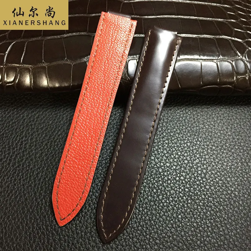 

Top Handmade Cordovan Strap Custom BALLON BLEU DE Watchbands Genuine Leather Belt 14MM 16MM 18MM 20MM 22MM Horse Skin Watch Band