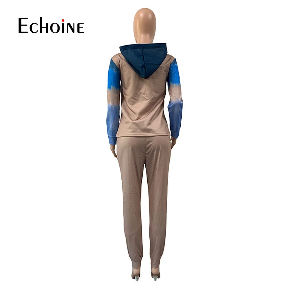 

Echoine Women Letter Print Streetwear set Sporty Tracksuit Hooded Long Sleeve Hoody & Baggy Pant Two Piece Set Casual Outfits