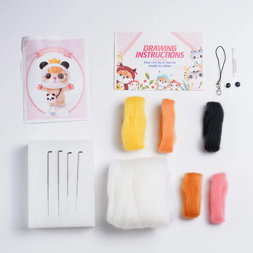 IMZAY Wool Felting Package Material Animal Handmade Toy Non-Finished DIY Arts Crafts Needlework Yarn Needle Felting Starter Kit images - 6