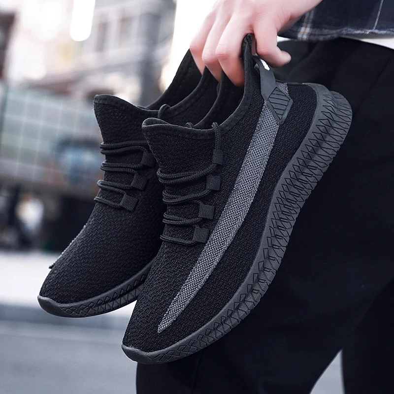 Кроссовки мужские сетчатые повседневная обувь на плоской подошве дышащие для